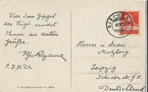 AK Rigi Kaltbad. ca. 1922, Postkarte. Serien Nr, ca. 1922, gebraucht, gut