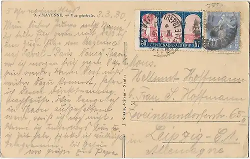 AK Mayenne. Vue generale. ca. 1930, Postkarte. Ca. 1930, Verlag J. Nozais