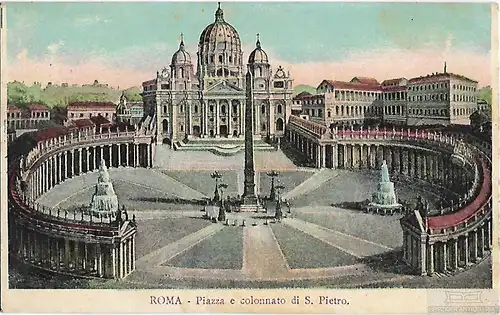 AK Roma. Piazza e colonnato di S. Pietro. ca. 1906, Postkarte. Ca. 1906