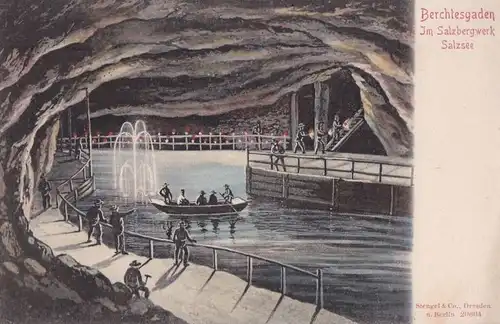 AK Berchtesgaden. Im Salzbergwerk Salzsee. ca. 1909, Postkarte. Serien Nr