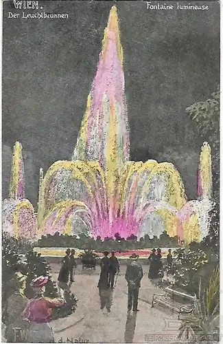AK Wien. Leuchtbrunnen. ca. 1906, Postkarte. Ca. 1906, gebraucht, gut