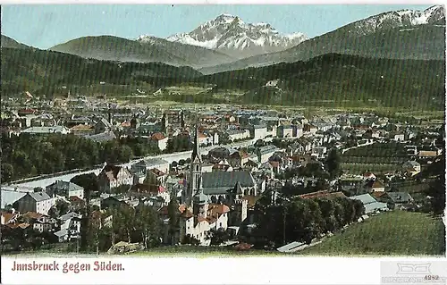 AK Innsbruck gegen Süden. ca. 1906, Postkarte. Serien Nr, ca. 1906