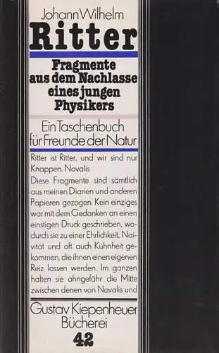 Buch: Fragmente aus dem Nachlasse eines jungen Physikers. Ritter, J. W., 1984