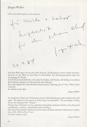 Buch: Huldigung an Max Beckmann, Nowald, I. / Poll, E. u. L. C., 1984, gut