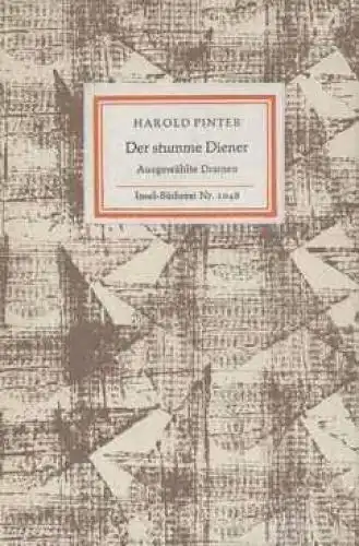 Insel-Bücherei 1048, Der stumme Diener, Pinter, Harold. 1981, Insel Verlag