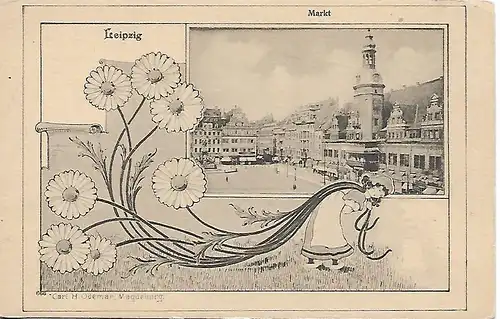 AK Leipzig. Markt. ca. 1909, gebraucht, gut
