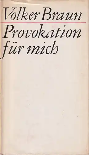 Buch: Provokation für mich, Braun, Volker. 1965, Mitteldeutscher Verlag