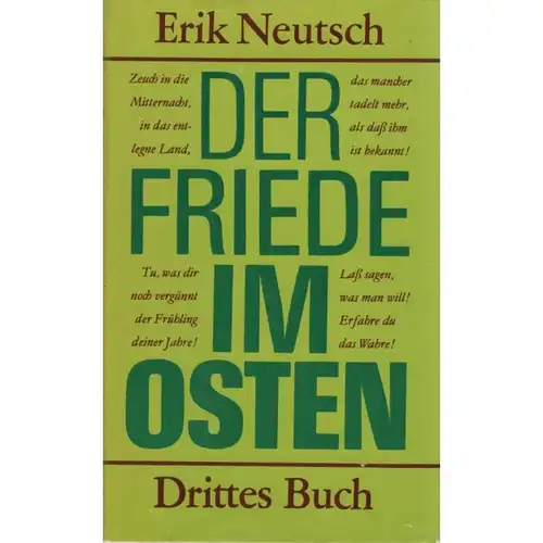 Buch: Der Friede im Osten. Drittes Buch, Neutsch, Erik. 1986, gebraucht, gut