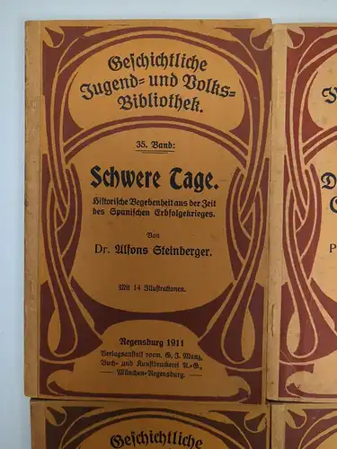 4 Bücher Geschichtliche Jugend- und Volksbibliothek, Nr. 35, 39, 43, 49, Manz