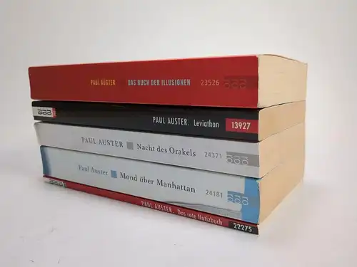 5 Bücher Paul Auster: Notizbuch, Leviathan, Illusionen, Manhattan, Orakel.