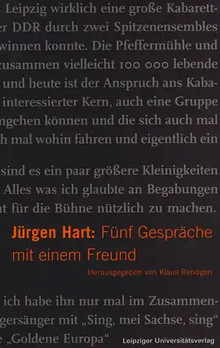 Buch: Jürgen Hart: Fünf Gespräche mit einem Freund, Rendgen, Klaus, 2002