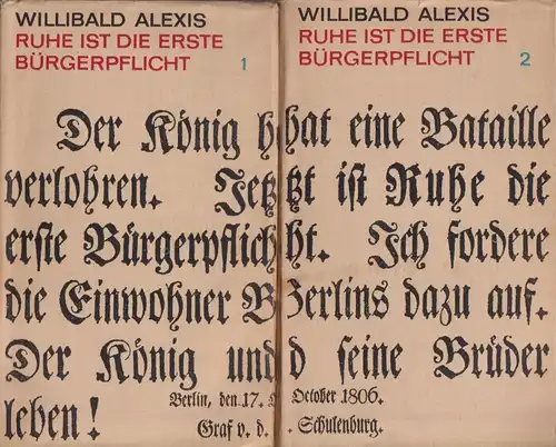 Buch: Ruhe ist die erste Bürgerpflicht, Alexis, Willibald. 2 Bände, 1969, R & L