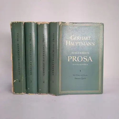 Buch: Ausgewählte Prosa in vier Bänden, Hauptmann, Gerhart. 4 Bände, 1956