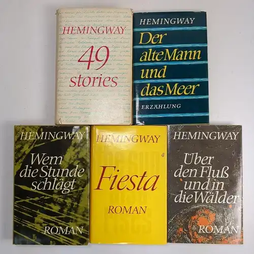 5 Bücher Ernest Hemingway, Aufbau, 5 Bände, Fluß, Fiesta, Stunde, Meer, Stories