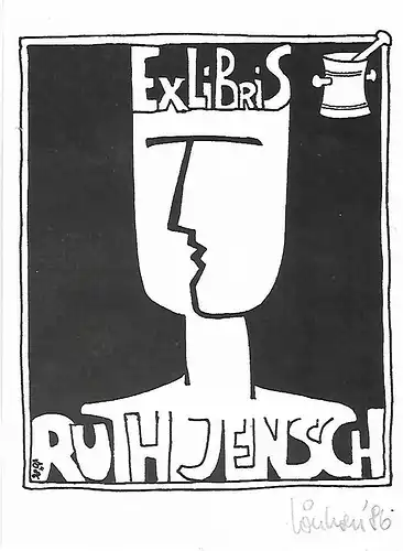 Original Grafik Exlibris: Ruth Jensch, Sönksen, abstrakt, gebraucht, gut