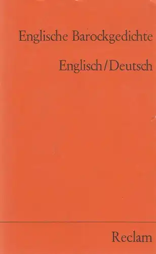 Buch: Englische Barockgedichte, Englisch / Deutsch. Fischer, 1971, Reclam Verlag