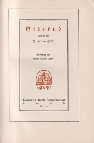 Buch: Gertrud, Roman, Hermann Hesse, Deutsche Buch-Gemeinschaft, gebraucht, gut