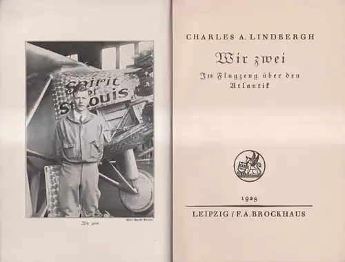 Buch: Wir zwei, Charles A. Lindbergh, Reisen und Abenteuer, 1928, Brockhaus