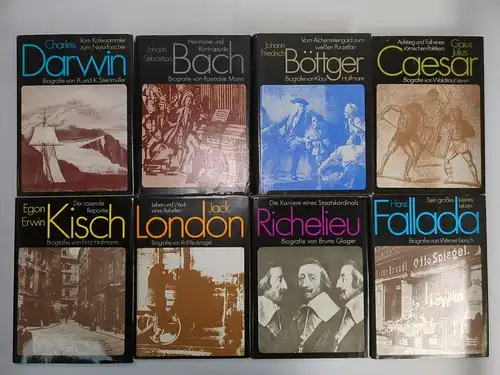 8 Bücher Biografien Neues Leben: Fallada, Kisch, Darwin, Bach, Böttger, Caesar..