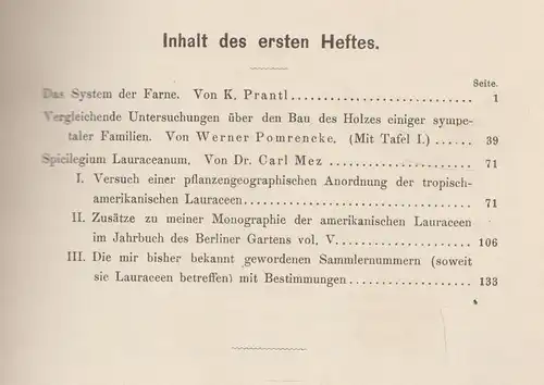 Buch: Arbeiten aus dem Königl. Botanischen Garten zu Breslau, Prantl, K. 1892