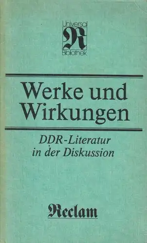 Buch: Werke und Wirkungen, Münz-Koenen, Inge, Reclams Universal-Bibliothek, 1987