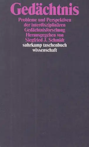 Buch: Gedächtnis, Schmidt, Siegfried J. (Hrsg.), 1991, Suhrkamp Verlag