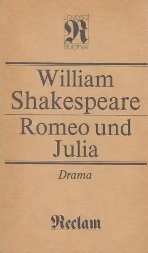 Buch: Romeo und Julia, Shakespeare, William. Reclams Universal-Bibliothek, 1989