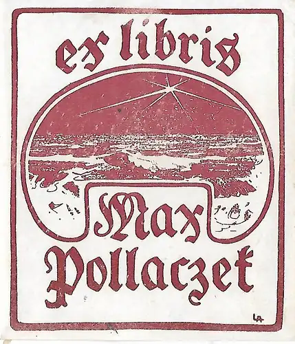 Original Druck Exlibris: Exlibris Max Pollarzet, Stern, Meer, gut