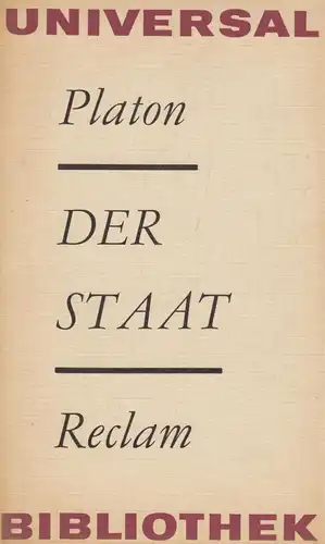 Buch: Der Staat, Platon. Reclams Universal-Bibliothek, 1978, gebraucht, gut