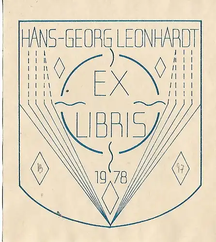 Original Druck Exlibris:Hans-Georg Leonhardt. 1978, grafisch, Geometrie, gut