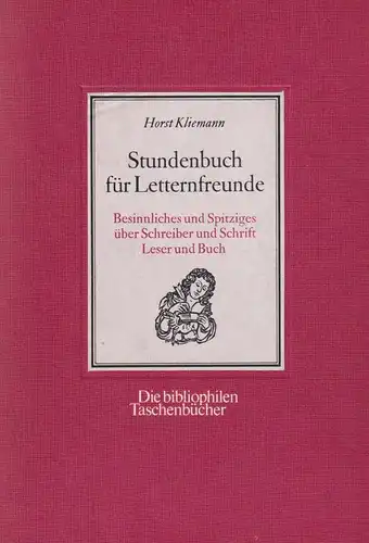 Buch: Stundenbuch für Letternfreunde, Kliemann, Horst, 1984, Harenberg