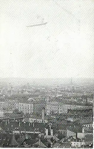 AKZeppelin über Leipzig, ca. 1913, gebraucht, gut