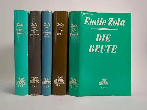 5 Bücher Emile Zola: Die Rougon-Macquart, Rütten & Loening, Sammlung, Konvolut