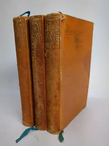 Buch: Don Quixote. Miguel de Cervantes Saavedra, 1908, Insel Verlag, 3 Lederbänd