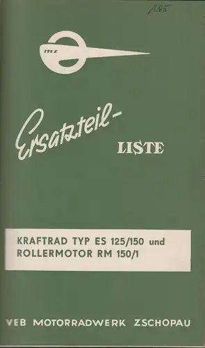 Buch: Kombinierter Ersatzteilkatalog für die Motorroller ... 1964, Motorradwerke