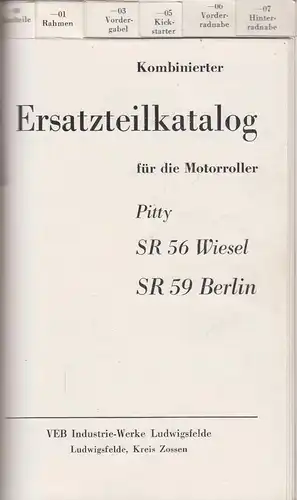 Buch: Kombinierter Ersatzteilkatalog für die Motorroller ... 1964, Motorradwerke