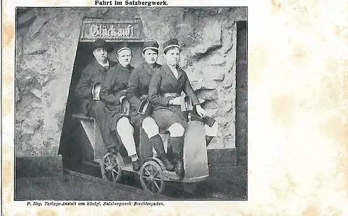 AK Salzbergwerk Berchtesgaden. Fahrt im Salzbergwerk. ca. 1913, Vrlg. P. Ney,gut
