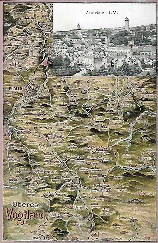 AK Auerbach i. V. ca. 1920, Hofkunstanstalt Löffler & Co., gebraucht, gut