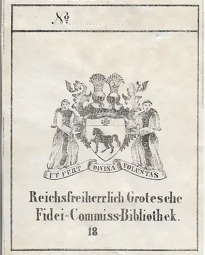 Original Kupferstich-Wappen: Heraldik - Reichsfreiherrlich Grotesche Fidei