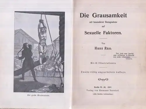 Buch: Die Grausamkeit. Rau, Hans, 1907, Hermann Barsdorf Verlag, gut