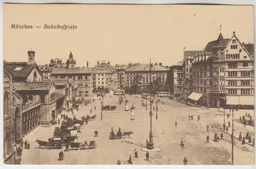 AK München - Bahnhofplatz, 1921, Ottmar Zieher, ungelaufen, gebraucht gut