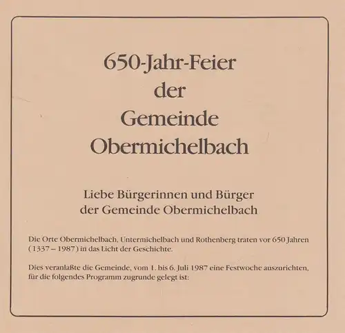 Buch: Obermichelbach, Kühn, Roland, 1987, Gemeinde Obermichelbach, sehr gut