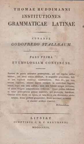Buch: Institutiones Grammaticae Latinae, 2 Bände. Ruddimanni, Th, 1823, Hartmann