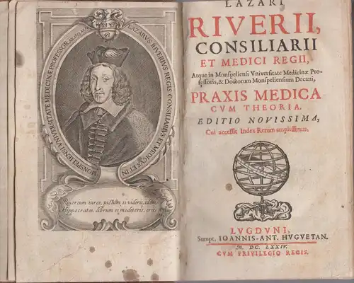 Buch: Praxeos Medicae cum Theoria, Riviere, Lazare, 1674, Lyon, Huguetan, Leder