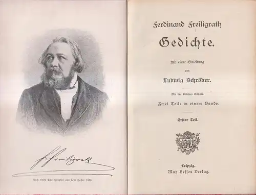 Buch: Gedichte, Ferdinand Freiligrath, Max Hesse, Zwei Teile in einem Bande