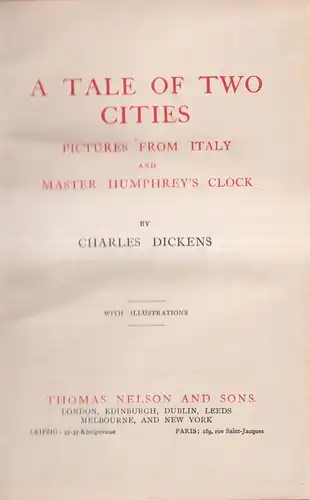Buch: A Tale of Two Cities, Pictures from Italy, Humphrey's Clock, Dickens, 3in1