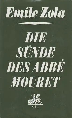 Buch: Die Sünde des Abbe Mouret. Zola, Emile, 1973, Verlag Rütten & Loening