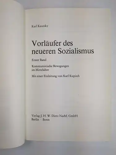 Buch: Vorläufer des neueren Sozialismus I-IV, Dietz, 4 Bände, gebraucht, gut