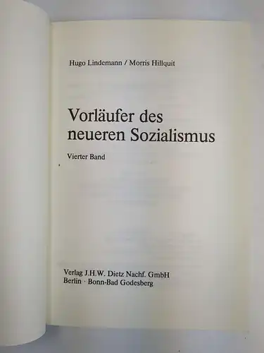 Buch: Vorläufer des neueren Sozialismus I-IV, Dietz, 4 Bände, gebraucht, gut