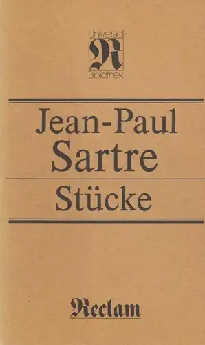 Buch: Stücke. Sartre, Jean-Paul, RUB, 1989, Reclam Verlag, gebraucht gut